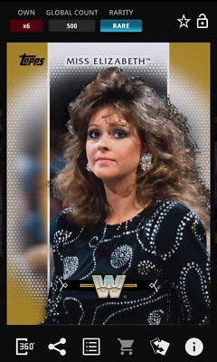 Topps WWE Slam 2016 Miss Elizabeth Roster Cards Gold 500cc Rare Digital - Image 1 of 2