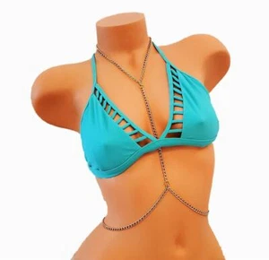 Gold Halter Body Chain Jewelry Belly Chain Necklace Lingerie Festival Jewelry - Picture 1 of 6