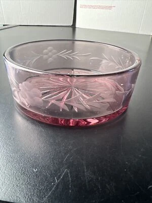Servicio de vidrio vintage - Ensaladera/postre, diseño de corte 4,5” amatista púrpura Foto 1 de 4