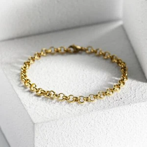 Stainless Steel Rolo Bracelet Metal Link Chain Bracelets Foxtail Women's Jewelry - Picture 1 of 12