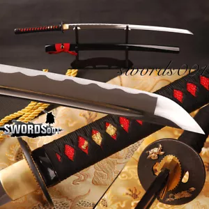 japanese samurai katana battle ready full tang black carbon steel sharp sword - Picture 1 of 12