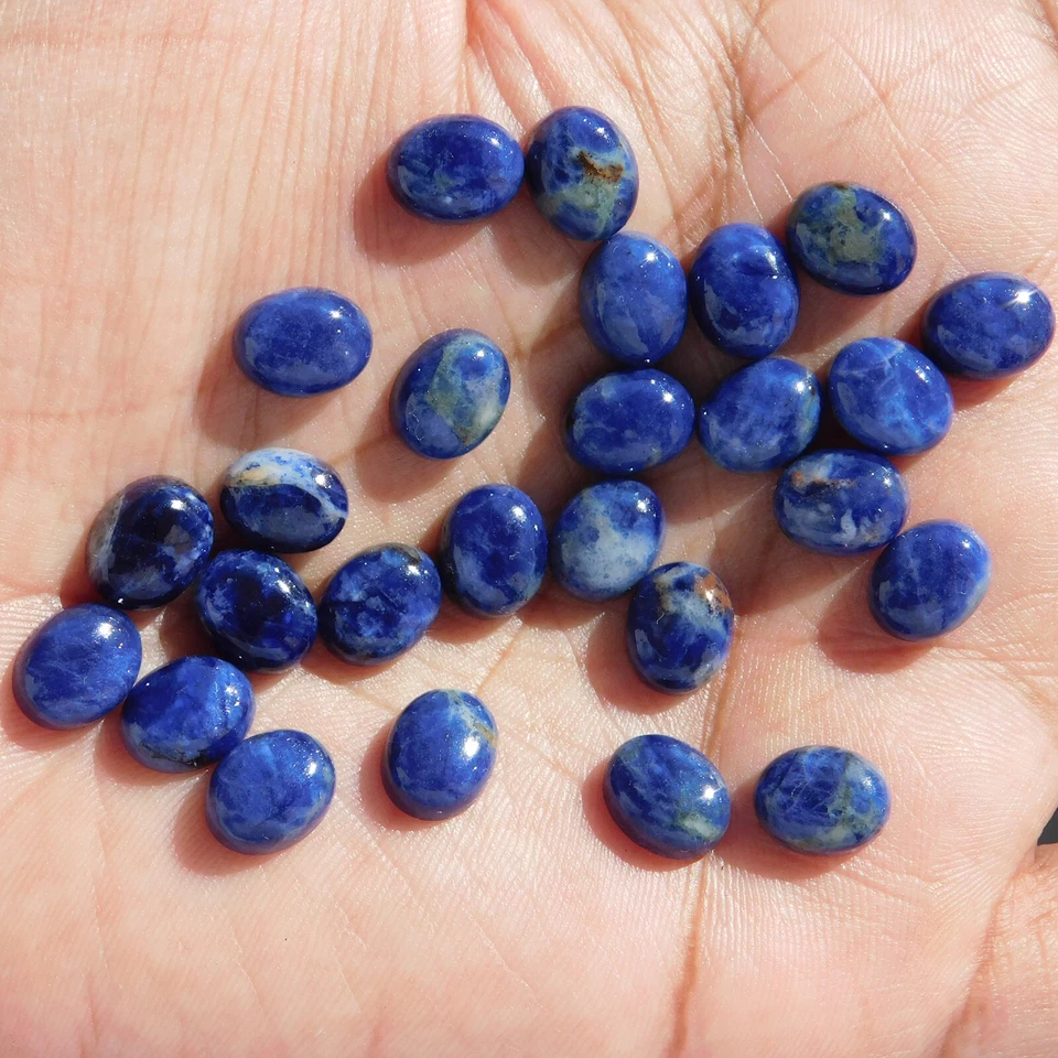 Natural Sodalite Oval 3x5 mm to 15x20 mm Cabochon Loose Gemstone Lot - Image 1 of 4