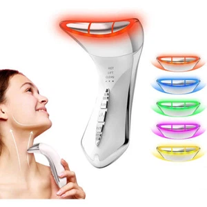 Facial Neck Massager 5 Colors LED Light Skin Care Anti-wrinkle Beauty Machine US - Picture 1 of 7
