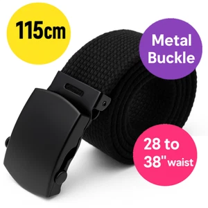 Cinturón negro con correas 34 cintura 32 36 unisex para hombre mujer lona hebilla de metal - Imagen 1 de 9