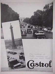 PUBLICITÉ DE PRESSE 1935 CASTROL UNE SEULE HUILE POUR VOITURES - ARC DE TRIOMPHE - Foto 1 di 1