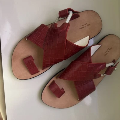 Rag & Bone August Black Embossed Leather Flat Slide Sandals Size 38 $325 New - Image 1 of 4