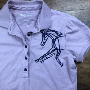 Horseware Ireland Women Sz XL Purple Dark Blue Horse Fearless Polo Shirt *Read - Picture 1 of 8