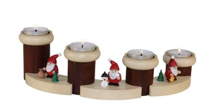 Adventsleuchter Weihnachtsmänner 7-tlg mit Teelichtern bunt 32x8 cm Nikolausfest - Bild 1 von 1