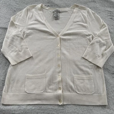 Suéter cárdigan crema para mujer ciervo blanco talla XL tejido cuello en V botón Foto 1 de 4