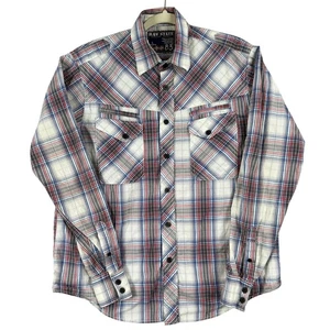 Raw State Clothing Shirt Mens Large Plaid Western Cotton Long Sleeve Button Up - Picture 1 of 8