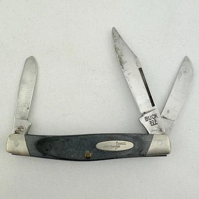 1972-1986 Buck USA 303 (3) Blade Pocket Knife - Image 1 of 4