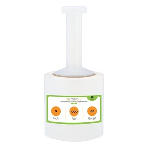 12 Rolls 5" in. x 1000 Ft. Hand Wrap Stretch Shrink Film with Handle, 55 Gauge - Picture 1 of 7