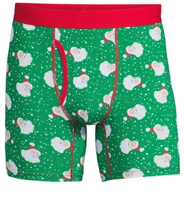 Calzoncillo boxer Holiday Time para hombre talla grande (36-38) verde Santa Navidad NUEVO - Imagen 1 de 4