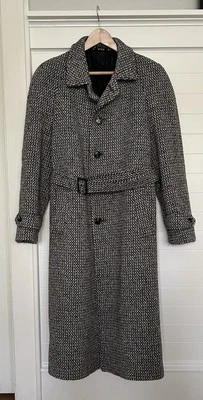 Vtg American Male Wool Tweed Long  Over Coat Belt USA Made Size 38 Medium - Image 1 of 4