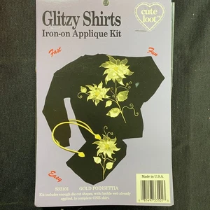 Kit de apliques camisas deslumbrantes doradas lamé flor de pascua hierro en formas troqueladas 1 camisa - Imagen 1 de 4