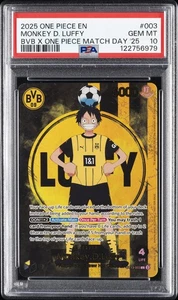 2025 ONE PIECE PROMOS BVB X ONE PIECE MATCH DAY 2025 #003 MONKEY D. LUFFY PSA 10 - Picture 1 of 2