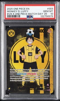 2025 ONE PIECE PROMOS BVB X ONE PIECE MATCH DAY 2025 #003 MONKEY D. LUFFY PSA 10 - Image 1 of 2