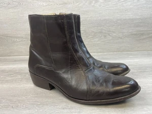 Fortune From Liberty hommes 11 bottes western en cuir marron cowboy fermeture éclair latérale décontractée - Photo 1/13