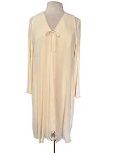 Rickie Freeman for T.J. Nites Damen Vintage Seidenkleid Creme Spitzenbesatz Größe 8 - Bild 1 von 11