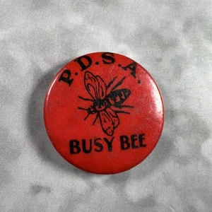 PDSA Busy Bee Red 70's Vintage Button Safety Pin Back 1" Round - Picture 1 of 2