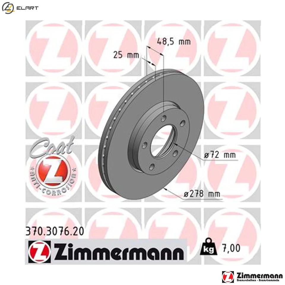2x BRAKE DISC 370.3076.20 FOR MAZDA ZJ32/ZJ30/ZJ07 1.3L L850/L823 1.8L/83Z6 1.6L - Image 1 of 4