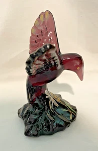 RARE Vintage Fenton Amethyst 100 Year Anniversary Hummingbird 4” Figurine Signed - Picture 1 of 9