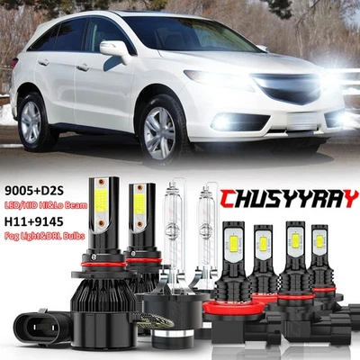 Para Acura RDX 2008-2015 8x faros delanteros LED HID alto/bajo + luz antiniebla + lámpara DRL Foto 1 de 4