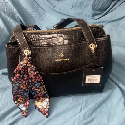 New Nanette Lepore Woman’s Handbag Black Nanci Triple Scarf Crocodile Purse - Image 1 of 4
