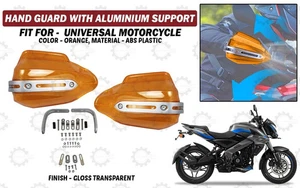 Orange Transparent Hand Guard "With Aluminum Support For Universal Motorcycle" - Picture 1 of 9