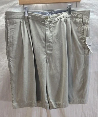 Tommy Bahama 哈瓦那人字形男式 38 米色打褶丝绸短裤全新标签  — 第 1/4 张图片