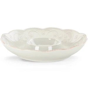 Lenox China FRENCH PERLE WHITE One-Piece Chip & Dip Bowl N/O - Picture 1 of 1