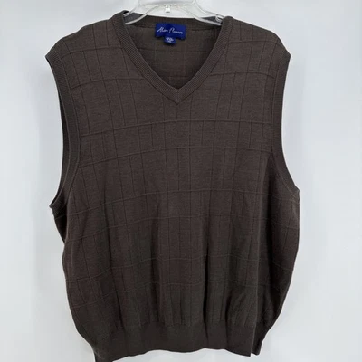 MEN'S ALAN FLUSSER SLEEVELESS BROWN  100% SILK SWEATER VEST.V-NECK.SZ XXL - Image 1 of 4