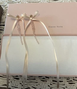 Simone Rocha Bow Ribbon Drip Earrings In Nude/Rose - New With Tags In Box - Picture 1 of 4
