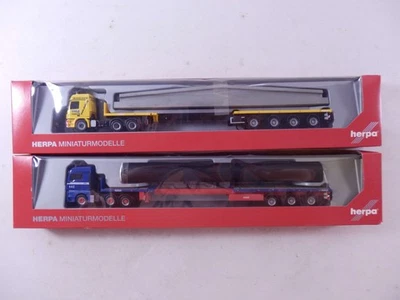 »HERPA 156967 + 156868 H0 1:87 · 2X SCHWERTRANSPORT LKW SZM MAN + MB · OVP  - Bild 1 von 4