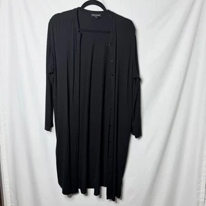 Women's EILEEN FISHER Black Long Button Down Cardigan M - Picture 1 of 4