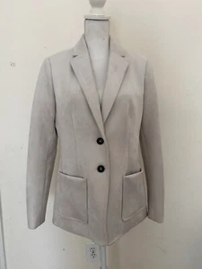 Elie Tahari Size M Blazer Jacket Faux Leather/Suede Lined Pockets Collar Lined - Picture 1 of 9