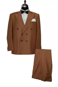 Braune Herrenanzüge Designer stilvolle Bräutigam Hochzeit Abendessen Anzüge (Mantel + Hose) - Bild 1 von 5