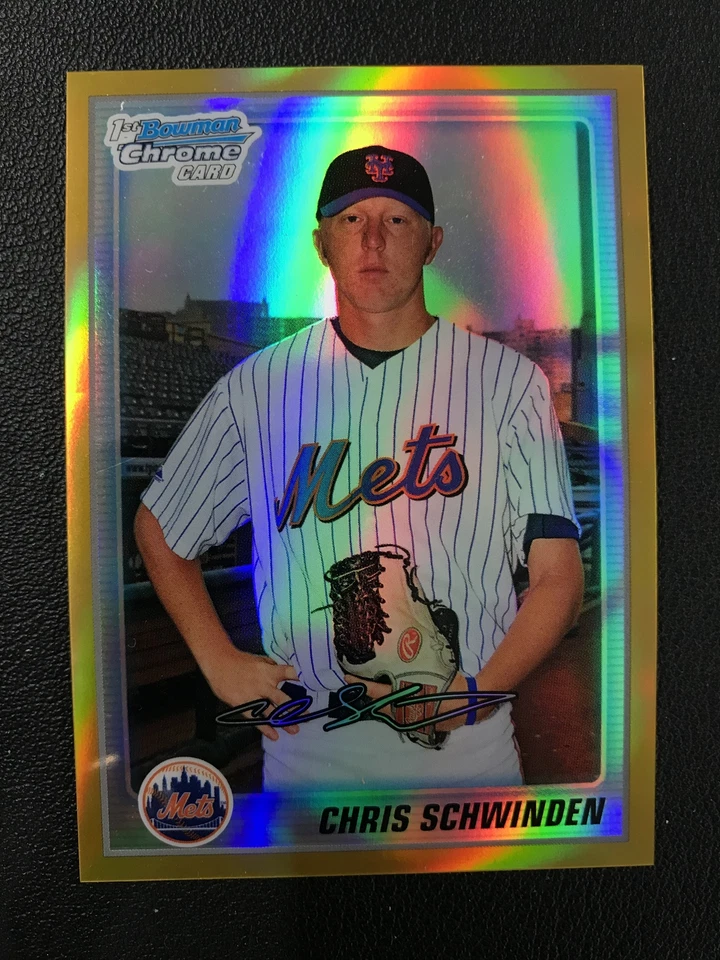 2010 Bowman Chrome 1st #BCP166 Chris Schwinden Gold Refractor /50 NY Mets - Image 1 of 2