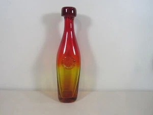 Vintage Blenko Amberina Tangerine Blob Top Bottle Decanter with a Medallion - Picture 1 of 6