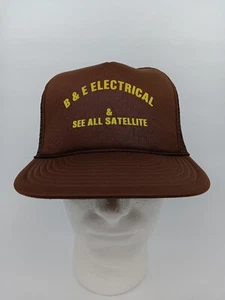 Vintage B & E Electrical Adjustable Snapback Trucker Hat/Cap Mesh Brown - Bild 1 von 8