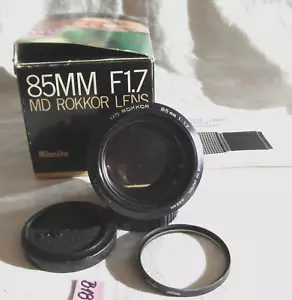 MINOLTA MD ROKKOR 85mm, 1:1.7; PORTRAIT LENS; ANALOG PHOTOGRAPHY (B18) - Picture 1 of 9