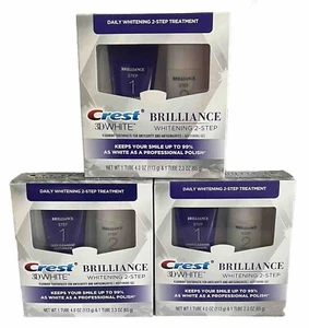 3 Crest 3D White Brilliance Whitening 2-Step Kit - Toothpaste & Gel Each READ DE - Picture 1 of 2
