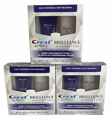 3 Crest 3D White Brilliance Whitening 2-Step Kit - Toothpaste & Gel Each READ DE - Image 1 of 2