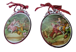 SET 2 DEKORATIVE PLATTEN PORZELLAN DER ROSE F und D LIMOGES DEKOR FRAGONARD - Bild 1 von 11