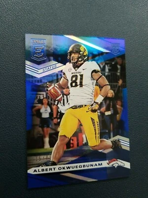 2020 Donruss Elite Albert Okwuegbunam Rookie Blue #15/81 Denver Broncos RC - Image 1 of 4