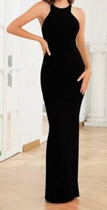 Damen Sexy Neckholder Ärmellos Abend Cocktailkleid Schwarz Größe Small BUPT - Bild 1 von 3
