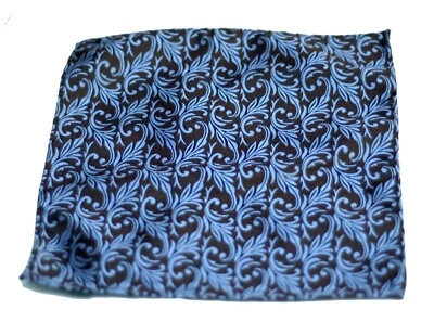 Umberto Algodon Navy Brown Purple Pearl Scroll Silk Pocket Squa - $75 Retail New - Image 1 of 3