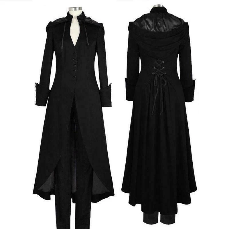 Women Punk Rave Steampunk Military Coat Jacket Long Gothic Uniform Cool Clothes - Image 1 of 4