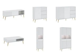Sideboard BARCELI Schublade Kommode Weiß Matt Schrank Wohnzimmer grifflos Modern - Bild 1 von 26
