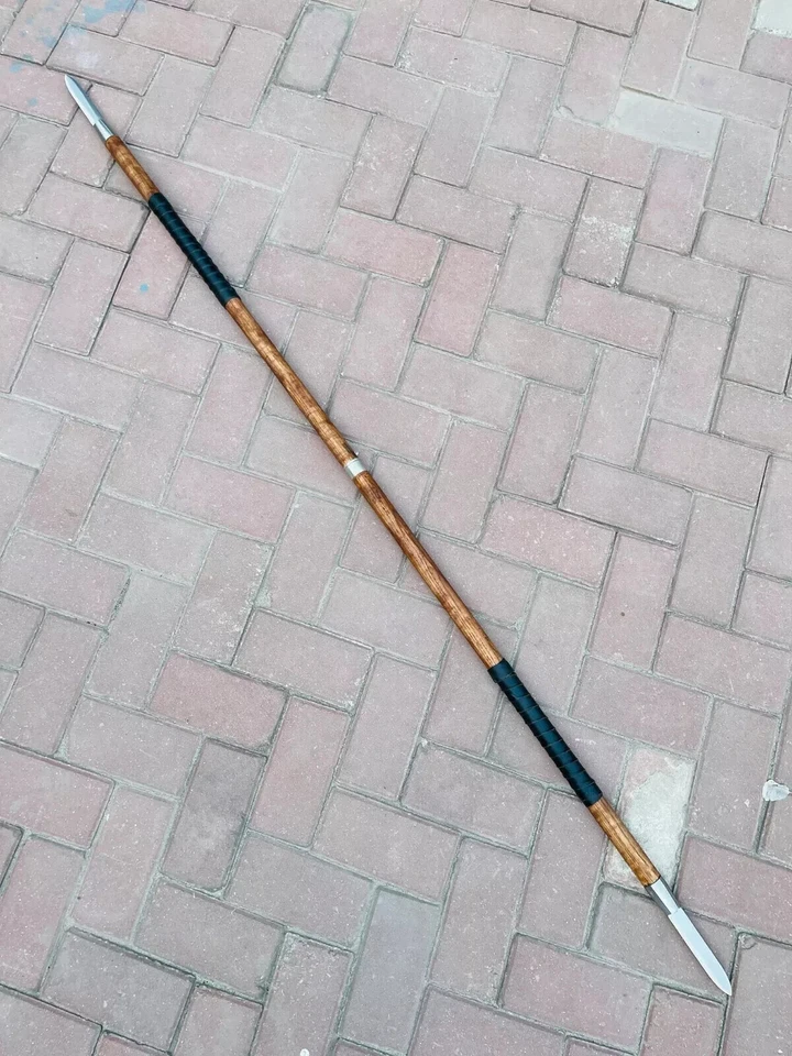 Lanza vikinga de acero inoxidable hecha a mano personalizada, lanza vikinga con cuero Foto 1 de 4